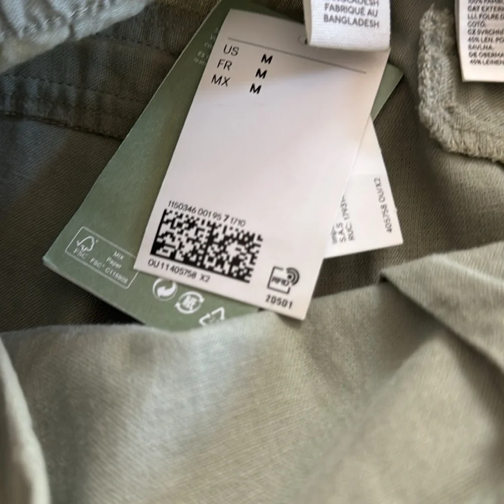 NWT HM LINEN-BLEND WIDE-LEG PANTS